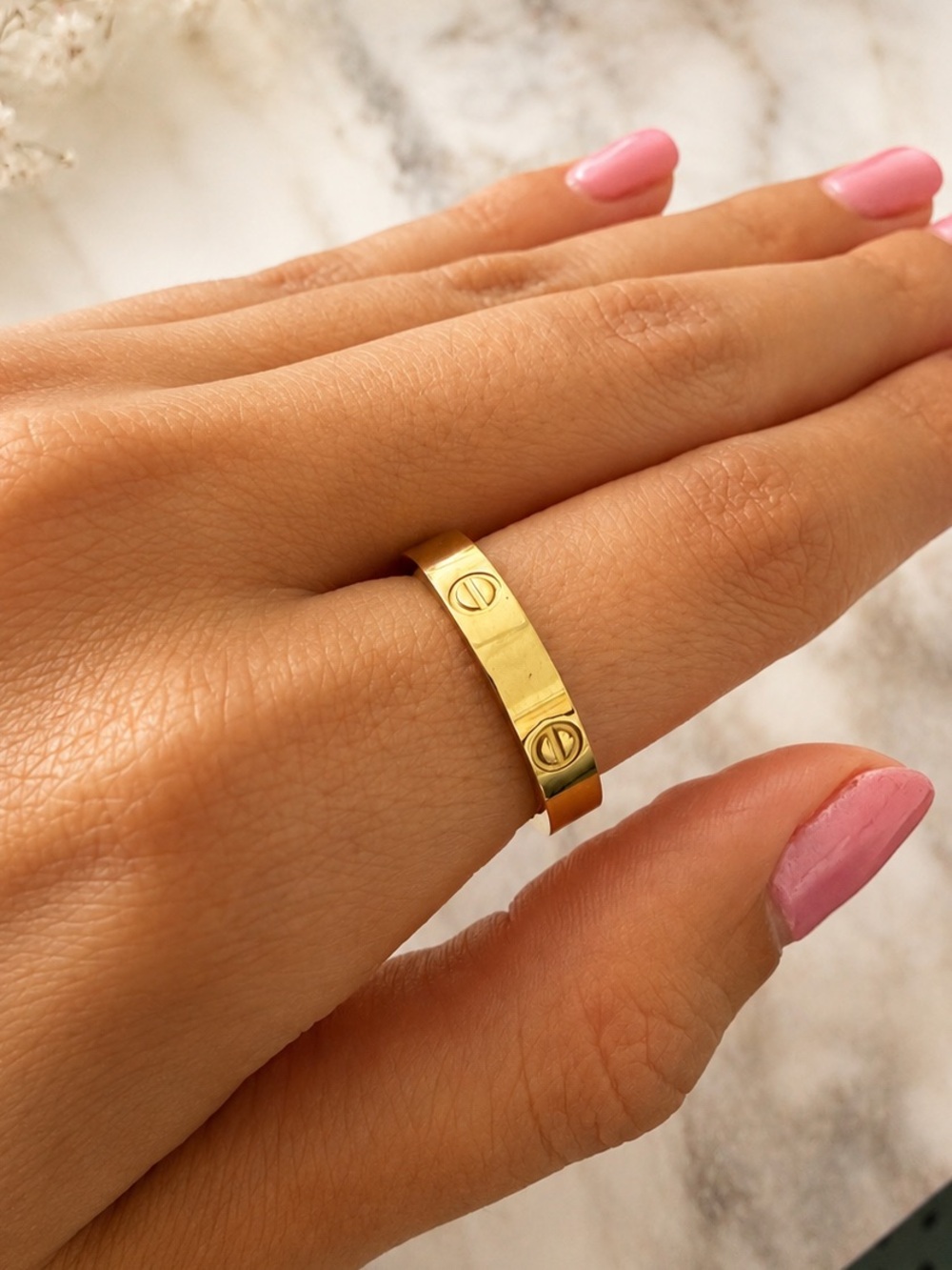 Small Yellow Gold Screw-Accent Band Ring - Women's Jewelry, Cartier Ring